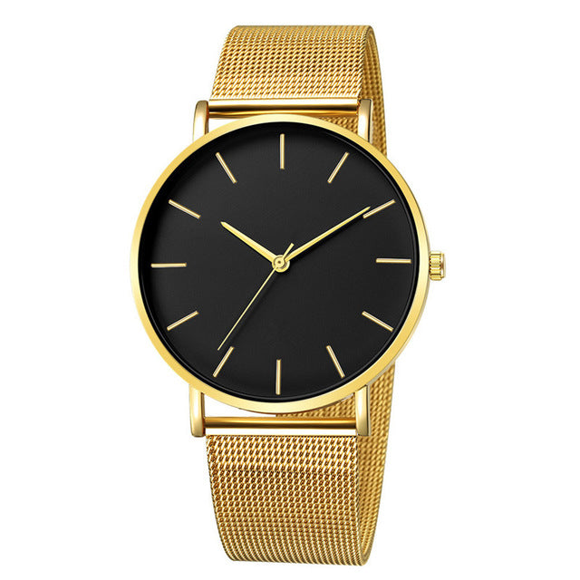 Men's Modern Metal Watch with Stainless Steel Mesh Band