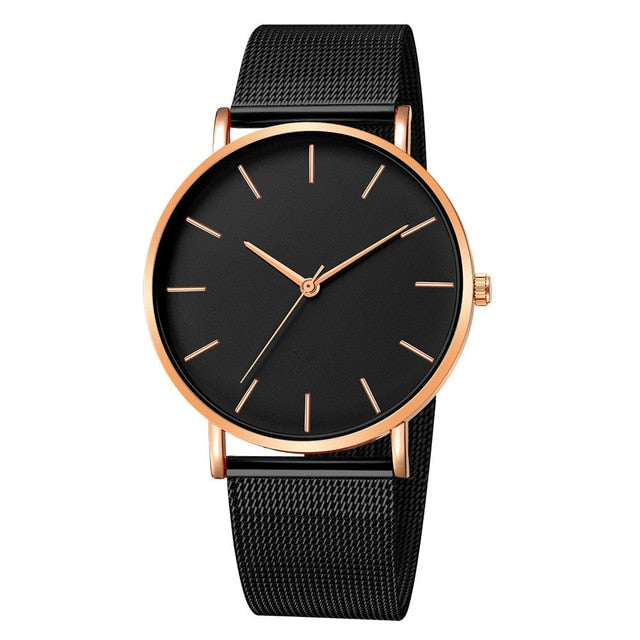 Men's Modern Metal Watch with Stainless Steel Mesh Band