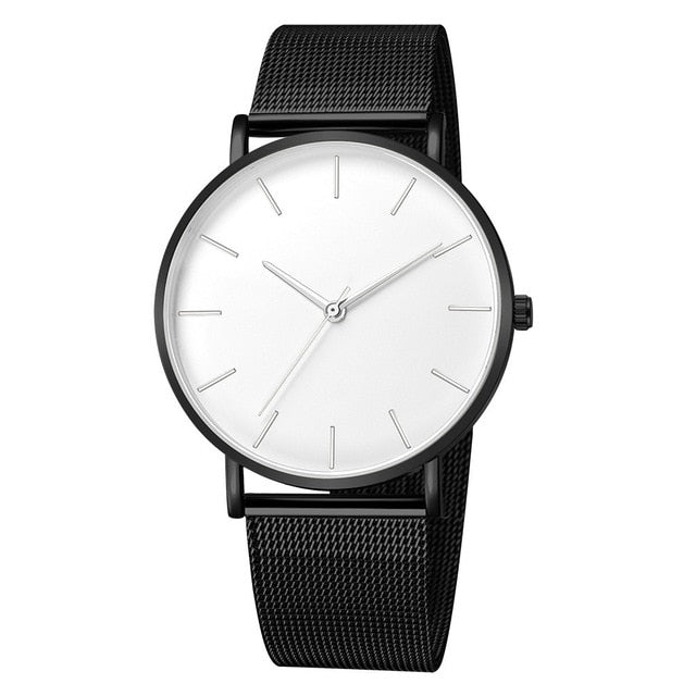 Men's Modern Metal Watch with Stainless Steel Mesh Band