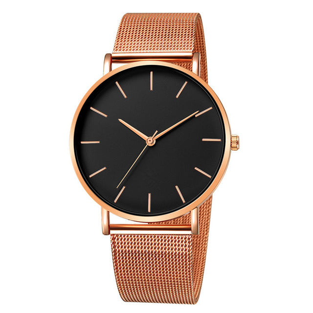 Men's Modern Metal Watch with Stainless Steel Mesh Band