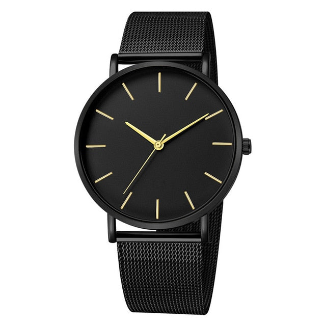 Men's Modern Metal Watch with Stainless Steel Mesh Band