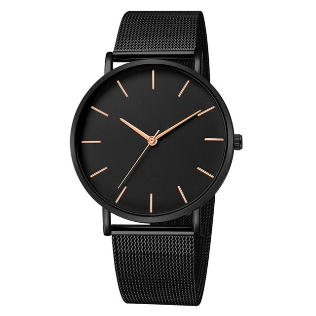 Men's Modern Metal Watch with Stainless Steel Mesh Band