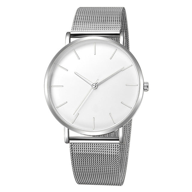 Men's Modern Metal Watch with Stainless Steel Mesh Band