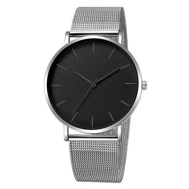 Men's Modern Metal Watch with Stainless Steel Mesh Band