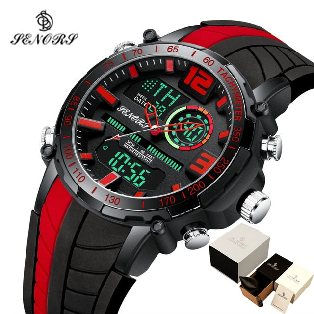 Men's Rugged Sports Dual Display LED and Analog Waterproof Watch