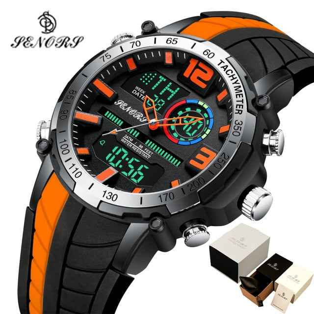 Men's Rugged Sports Dual Display LED and Analog Waterproof Watch