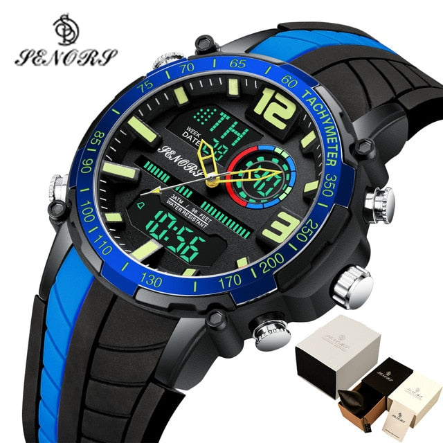 Men's Rugged Sports Dual Display LED and Analog Waterproof Watch