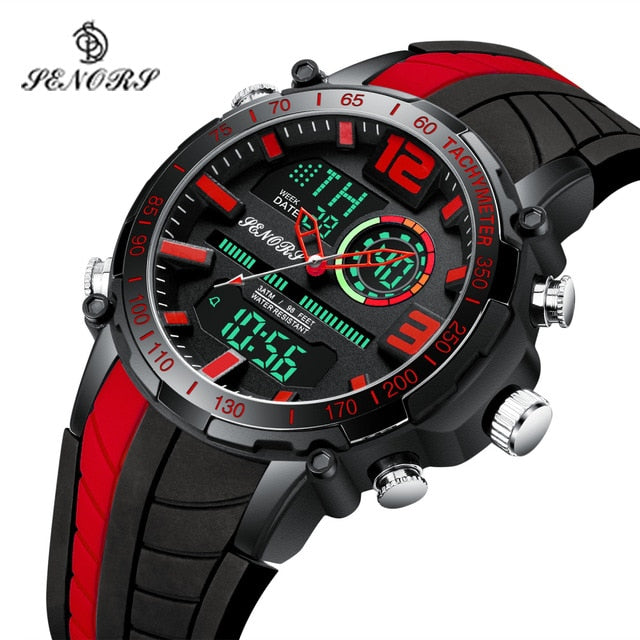 Men's Rugged Sports Dual Display LED and Analog Waterproof Watch